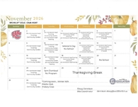Full November 2026 Club Heat calendar displaying scheduled morning and afternoon tutoring sessions, weekly club meetings, and school closures, as detailed in the article text.